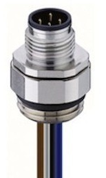 Plug, M12, 4 pole, PCB connection, screw locking, straight, 30616