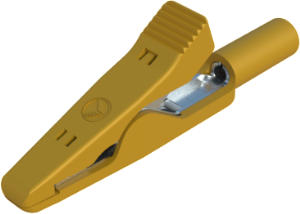Alligator clip, yellow, max. 4 mm, L 41.5 mm, CAT O, socket 2 mm, MA 1 S GE