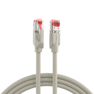 Patch cable, RJ45 plug, straight to RJ45 plug, straight, Cat 6A, S/FTP, LSZH, 3 m, gray