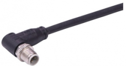 Sensor actuator cable, M12-cable plug, angled to open end, 4 pole, 0.5 m, Elastomer, black, 09488000011005