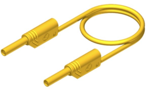 Measuring lead with (2 mm plug, spring-loaded, straight) to (2 mm plug, spring-loaded, straight), 2 m, yellow, PVC, 1.0 mm², CAT III
