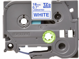 Labelling tape cartridge, 18 mm, tape white, font blue, 8 m, TZE-243