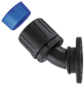 45° hose fitting, 12 mm, Polyamide/TPE, IP66/IP67/IP68/IP69K, black, (L) 56 mm