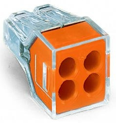 Connection clamp, 1 pole, 0.75-2.5 mm², clamping points: 4, orange, push-in wire connection, 24 A
