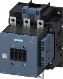 Power contactor, 3 pole, 115 A, 2 Form A (N/O) + 2 Form B (N/C), coil 200-220 V AC/DC, spring connection, 3RT1054-2AM36