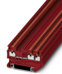 Through terminal block, push-in connection, 0.14-1.5 mm², 3 pole, 17.5 A, 6 kV, red, 3208156
