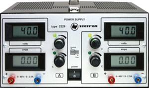 Laboratory power supply, 40 VDC, outputs: 2 (2.5 A/2.5 A), 200 W, 230 VAC, 2229.2