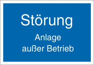 Information sign, text: "Störung", (W) 210 mm, plastic, 080.36-1-148X210-T
