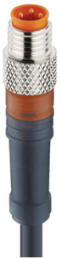 Sensor actuator cable, M8-cable plug, straight to open end, 3 pole, 1 m, PVC, black, 4 A, 4231