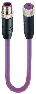 Sensor actuator cable, M12-cable plug, straight to M12-cable socket, straight, 5 pole, 22 m, PUR, purple, 4 A, 14617