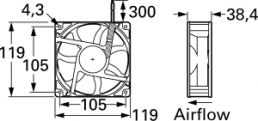 DC axial fan, 24 V, 120 x 120 x 38 mm, 136.2 m³/h, 37 dB, ball bearing, Panasonic, ASFP14B92