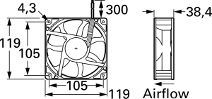 DC axial fan, 12 V, 120 x 120 x 38 mm, 137.95 m³/h, 37 dB, ball bearing, Panasonic, ASFP14B71