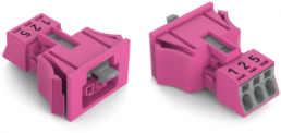 Socket, 3 pole, snap-in, push-in, 0.25-1.5 mm², pink, 890-783/081-000