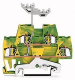 Double level terminal, spring-clamp connection, 0.08-2.5 mm², 1 pole, 20 A, 6 kV, yellow/green, 280-517