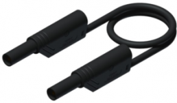 Measuring lead with (4 mm plug, spring-loaded, straight) to (4 mm plug, spring-loaded, straight), 1 m, black, PVC, 2.5 mm², CAT II