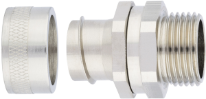 Straight hose fitting, 2-part, M12, 10 mm, brass, nickel-plated, IP54, metal, (L) 30 mm