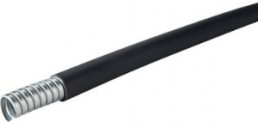 Protective hose, inside Ø 12.6 mm, outside Ø 17.8 mm, BR 60 mm, steel, galvanized/TPE, black