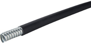 Protective hose, inside Ø 51.6 mm, outside Ø 59.9 mm, BR 210 mm, steel, galvanized/TPE, black