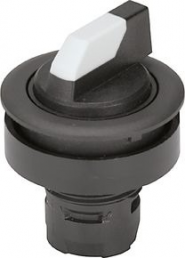 Selector switch, unlit, latching, waistband round, white/black, front ring black, 2 x 60°, mounting Ø 22.3 mm, 1.30.093.710/0200