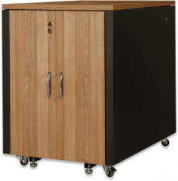 17 HE SOUNDproof cabinet, wood decor teak, (H x W x D) 1000 x 750 x 1130 mm, IP20, sheet steel, black, DN-19 17U-SO-T