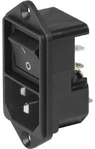 Plug C14, 3 pole, screw mounting, plug-in connection, black, 4302.2001