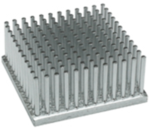 Pin heatsink, 45 x 45 x 20 mm, 4.4 to 0.75 K/W, natural aluminum