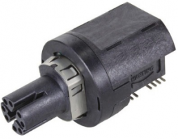 Panel socket, M12, 8 pole, solder connection, screw lock/push-pull, angled, 21033814822