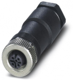 Socket, M12, 4 pole, screw connection, screw locking, straight, 1404416