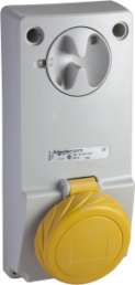 CEE surface-mounted socket, 3 pole, 32 A/100-130 V, yellow, 4 h, IP65, 82089