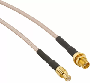Coaxial Cable, MCX plug (straight) to MCX socket (straight), 50 Ω, RG-316/U, grommet black, 610 mm, 255110-01-24.00