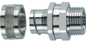 Straight hose fitting, PG16, 20 mm, brass, nickel-plated, IP54, metal, (L) 35.5 mm