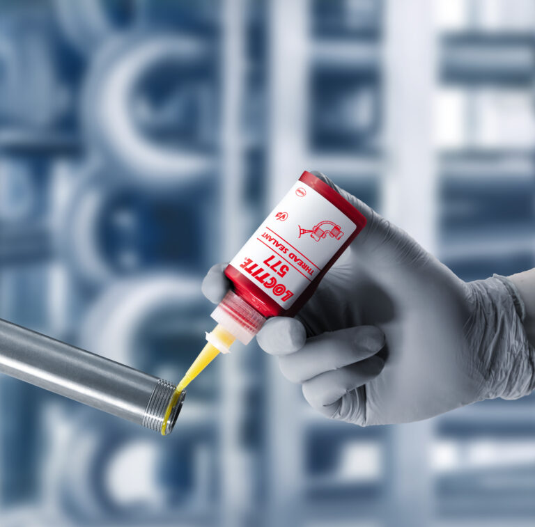 Bottle of LOCTITE 577 in action.