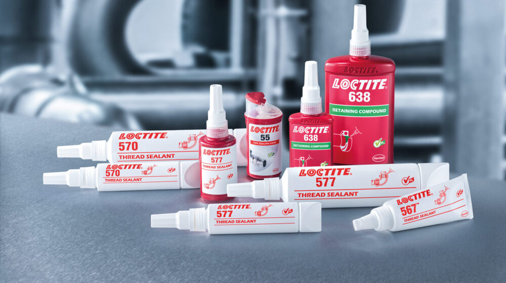 Sammlung aller LOCTITE Gewindedichtungen, die sich für Wasserstoffanwendungen eignen.